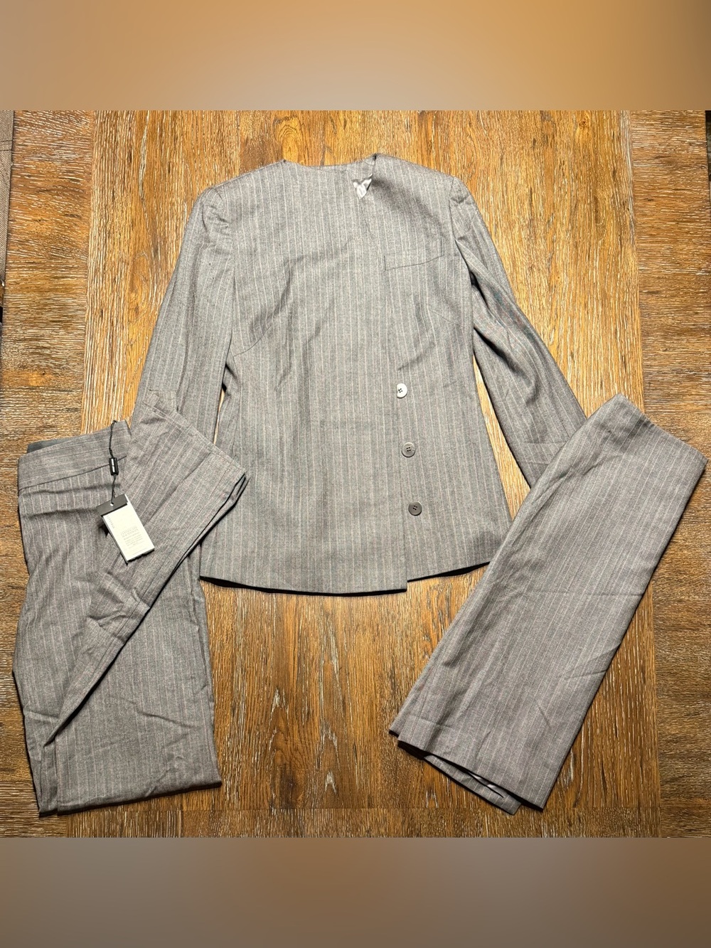 Giorgio Armani 3 piece suit set - gray pinstripe